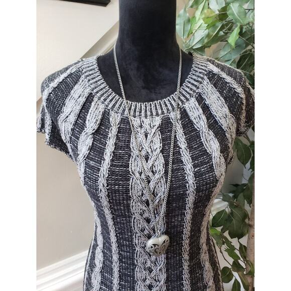 Style & Co. Women's Black Striped Cotton Round Neck Sleeveless Sweater Dress PL - Picture 4 of 10